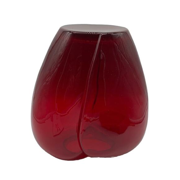 Vintage Salvia Glassworks Ruby Red Heart Shape Vase Hand Blown Czech Republic - Picture 5 of 7